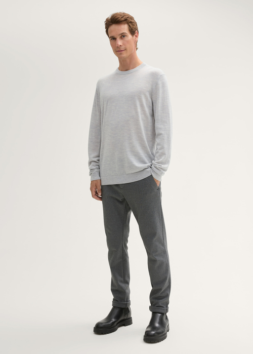 Tom Tailor Knitted Jumper In Merino Wool Ordinary Grey Melange - 1044463-30193