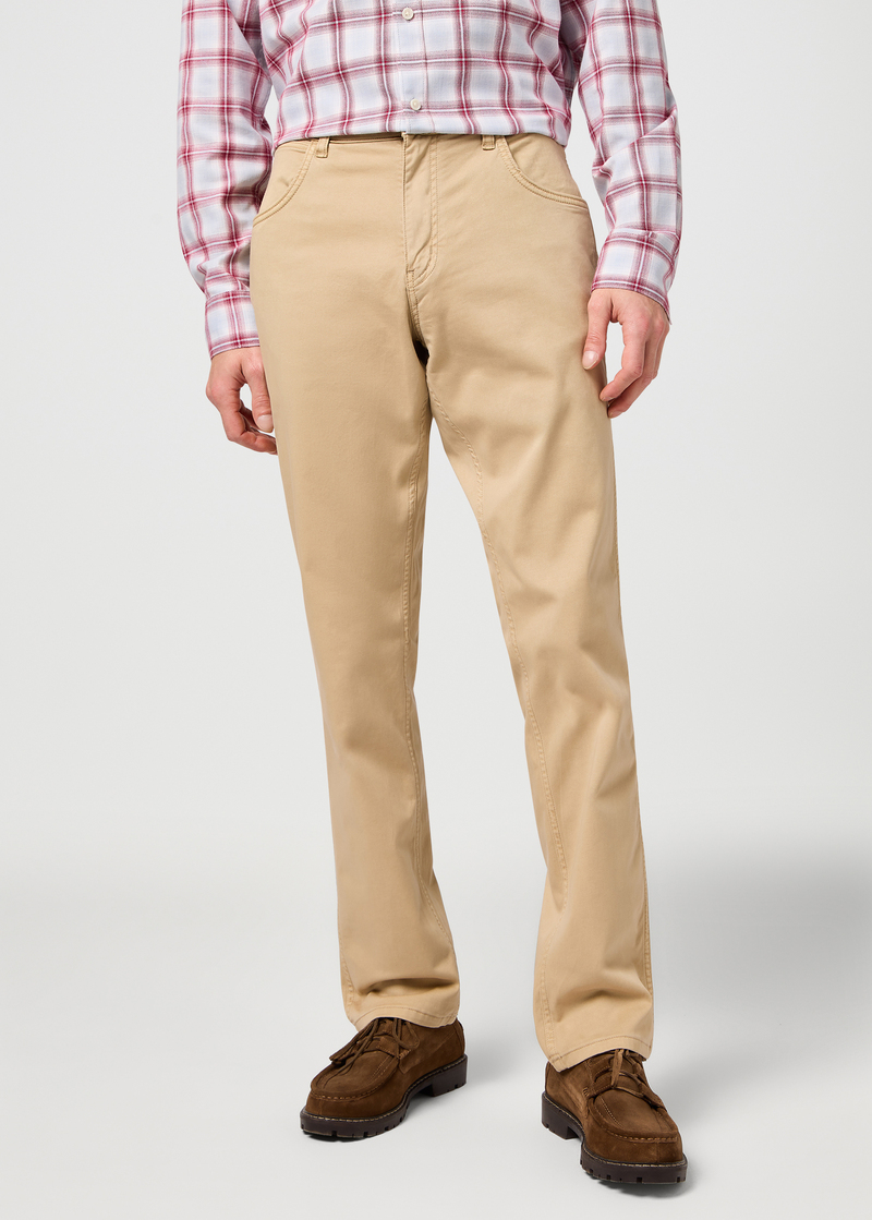 Meskie Spodnie Materialowe Wrangler Greensboro Non Denim Plaza Taupe - 112362345