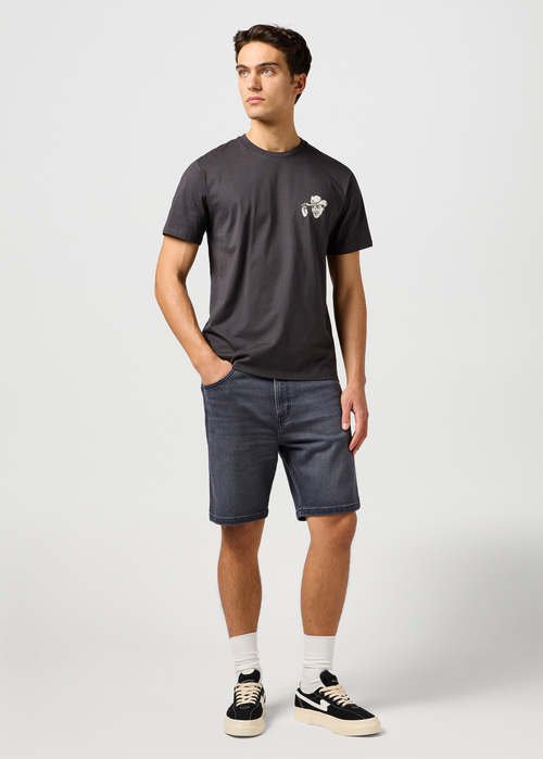 Mski T Shirt Wrangler Small Logo Tee Faded Black - 112362810