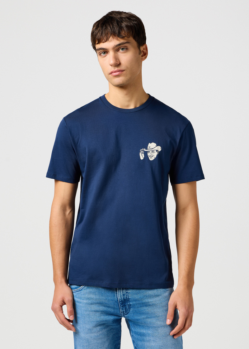 Meski T Shirt Wrangler Small Logo Tee Navy - 112362812