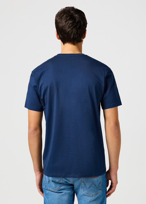 Meski T Shirt Wrangler Small Logo Tee Navy - 112362812