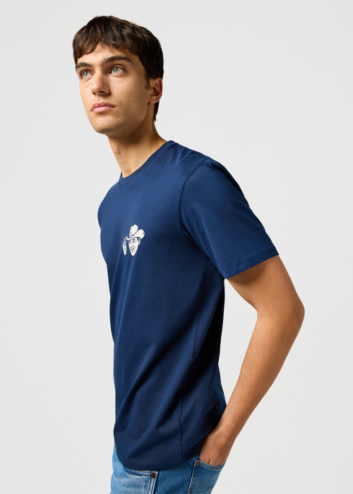 Meski T Shirt Wrangler Small Logo Tee Navy - 112362812