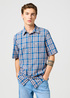 Meska Koszula Materialowe Wrangler Short Sleeve Western Shirt Blue Shadow Check - 112362733