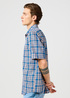 Mska Koszula Materiaowe Wrangler Short Sleeve Western Shirt Blue Shadow Check - 112362733