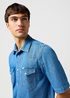 Mska Koszula Materiaowe Wrangler Short Sleeve Western Shirt Mid Wash - 112362743