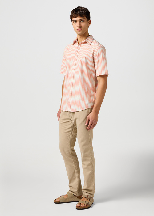 Meska Koszula Materialowe Wrangler Short Sleeve Shirt Flamingo Stripe - 112362758