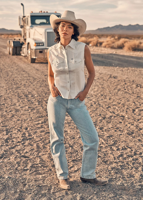 Damskie Spodnie Dinsowe Wrangler 13mwz Cowboy Cut Bleach - 112358498