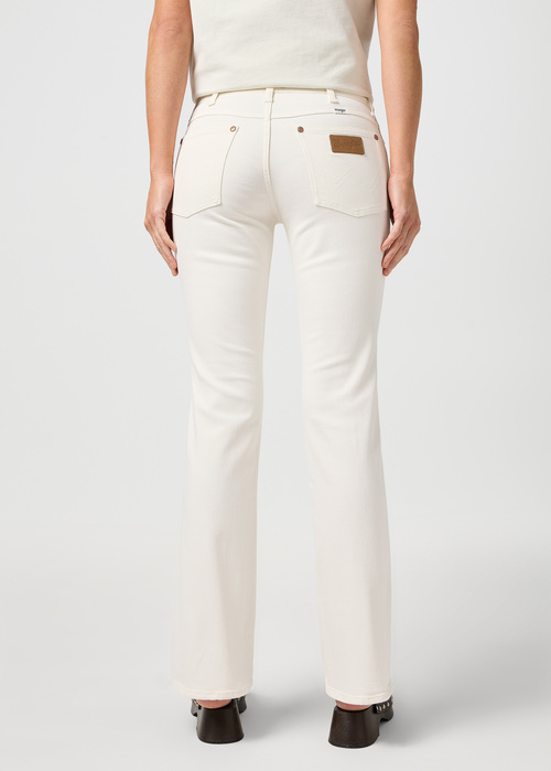 Damskie Spodnie Dzinsowe Wrangler Mid Resie Boot Worn White - 112362665