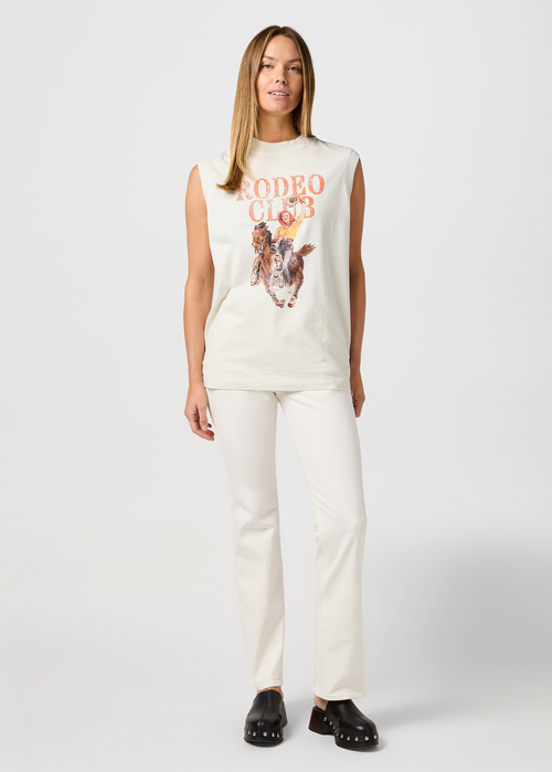 Damskie Spodnie Dinsowe Wrangler Mid Resie Boot Worn White - 112362665