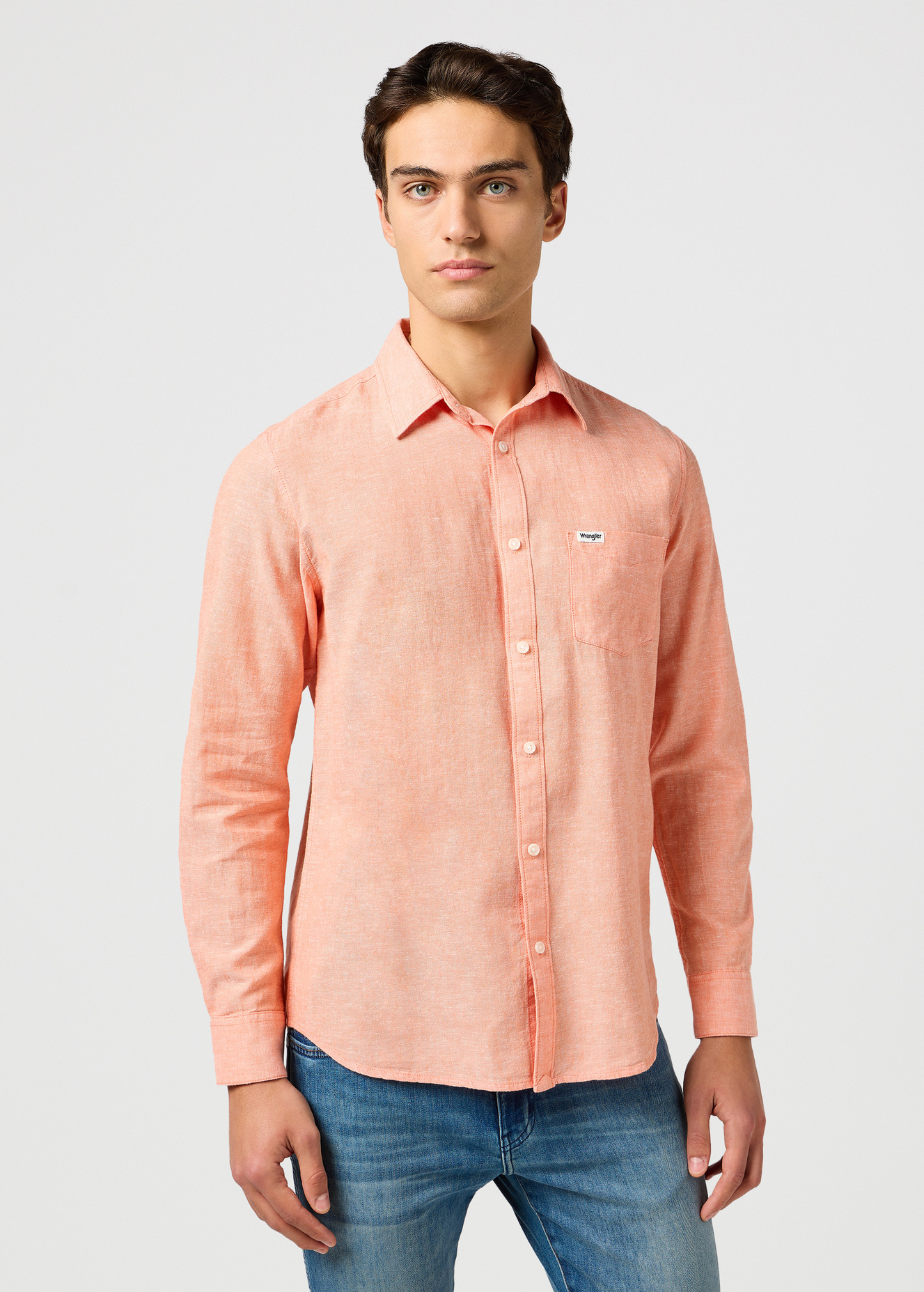 Meska Koszula Materialowe Wrangler One Pocket Shirt Flamingo - 112362752