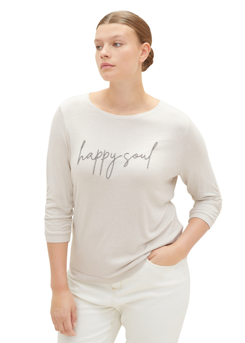 Tom Tailor Plus 34 Sleeved Shirt - Clouds Grey Melange 1038833-32398