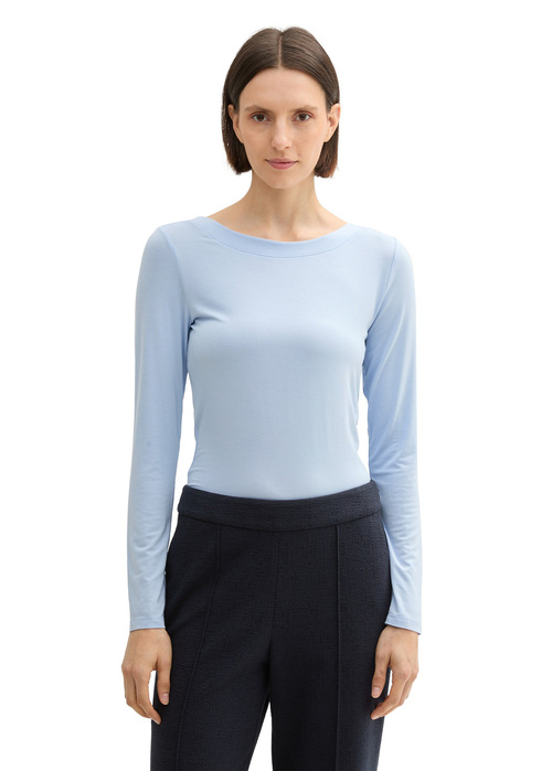 Tom Tailor Long-sleeved Shirt With Boat Neckline - Kentucky Blue 1044909-11270