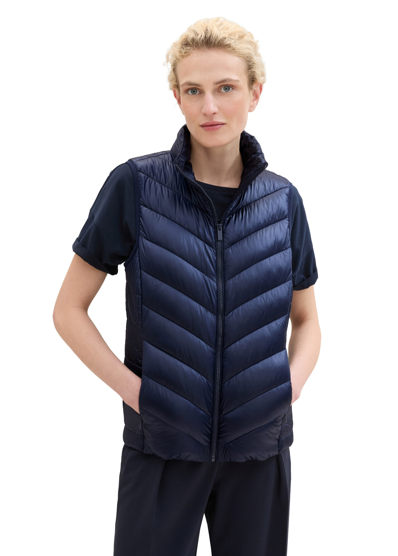 Tom Tailor Lightweight Quilted Gilet Sky Captain Blue - 1041486-10668