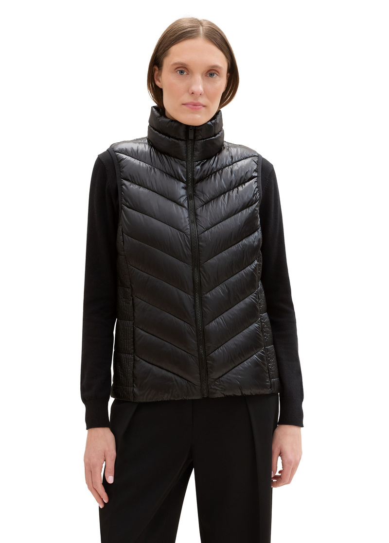 Damski Bezrekawnik Tom Tailor Lightweight Quilted Gilet Deep Black - 1041486-14482