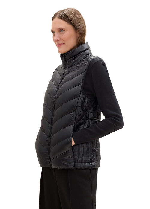 Damski Bezrekawnik Tom Tailor Lightweight Quilted Gilet Deep Black - 1041486-14482