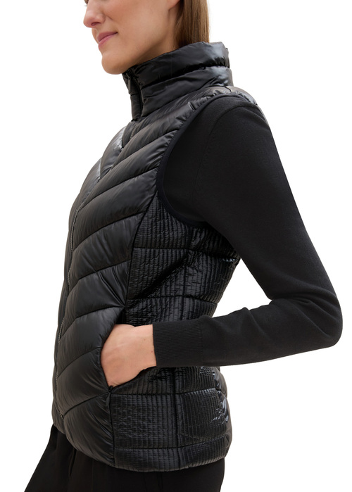 Damski Bezrekawnik Tom Tailor Lightweight Quilted Gilet Deep Black - 1041486-14482