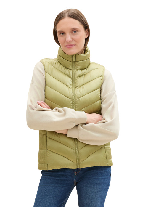 Tom Tailor Lightweight Quilted Gilet Vest - Dark Sage 1041486-35768
