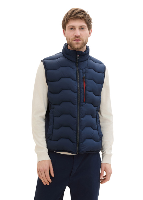Meski Bezrekawnik Tom Tailor Hybrid Puffer Gilet Sky Captain Blue - 1041454-10668