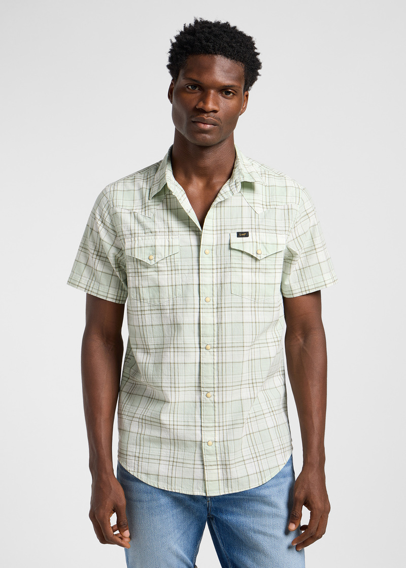Meska Koszula Materialowe Lee Short Sleeve Western Shirt Mercantile Sage Check - 112364120