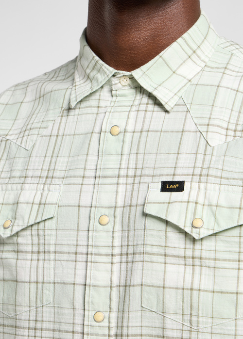 Meska Koszula Materialowe Lee Short Sleeve Western Shirt Mercantile Sage Check - 112364120