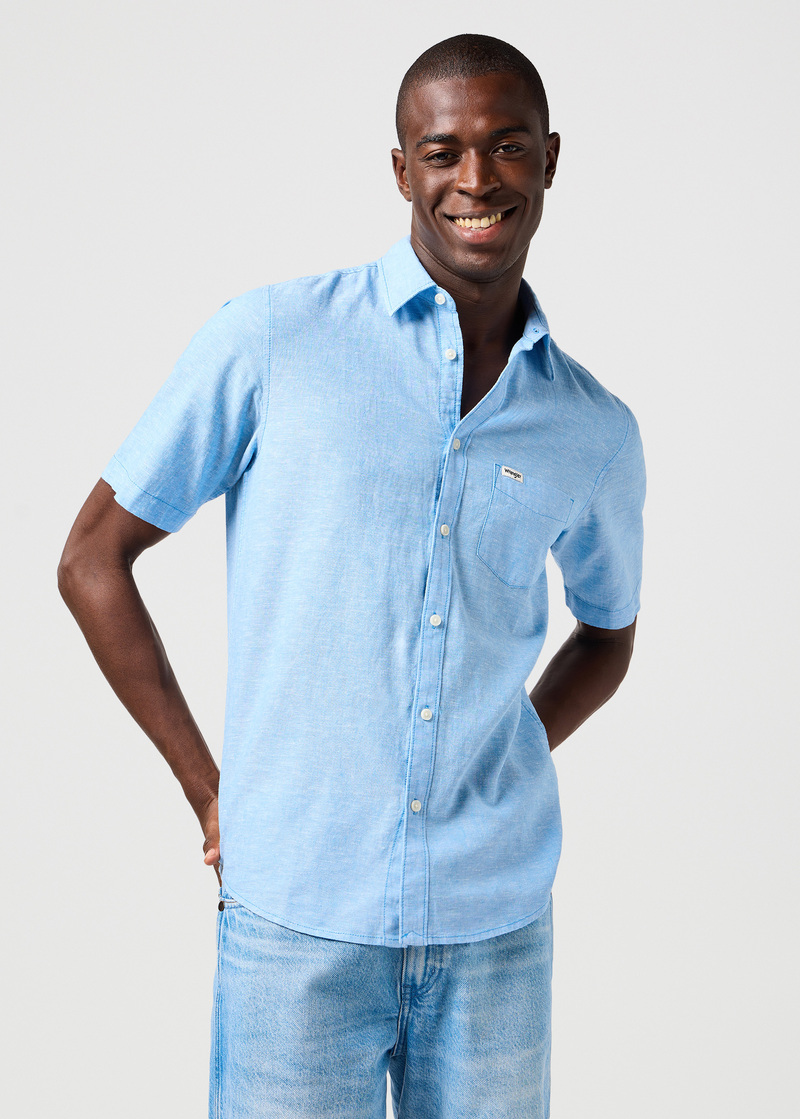 Wrangler Short Sleeve 1 Pocket Shirt Pacific Blue - 112362731