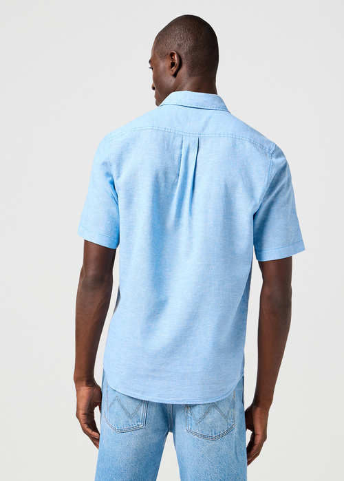 Wrangler Short Sleeve 1 Pocket Shirt Pacific Blue - 112362731