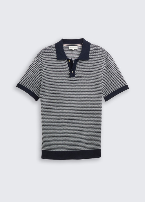 Meska Koszulka Polo Tom Tailor Knitted Cotton Polo Shirt Navy White Fancy Stripe - 1046321-37780