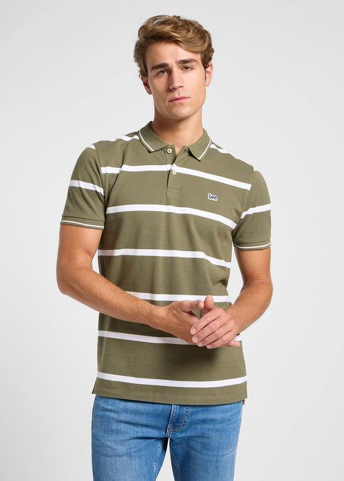 Lee Pique Polo - Mercantile Stripe Green 112363858 