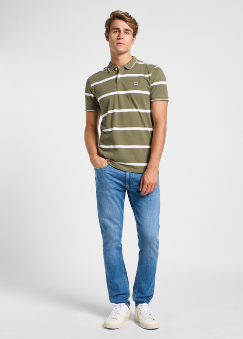 Meska Koszulka Polo Lee Pique Polo Mercantile Stripe Green - 112363858