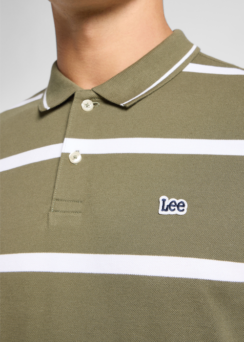 Meska Koszulka Polo Lee Pique Polo Mercantile Stripe Green - 112363858