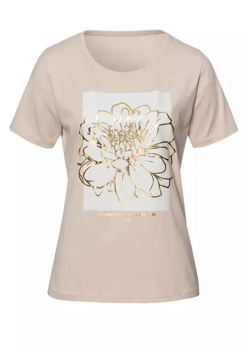 Cross Jeans Florar Print Tee - Stone (053) 56149-053