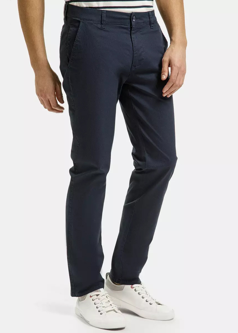 Meskie Spodnie Materialowe Cross Jeans Chino Navy 001 - F-194-298