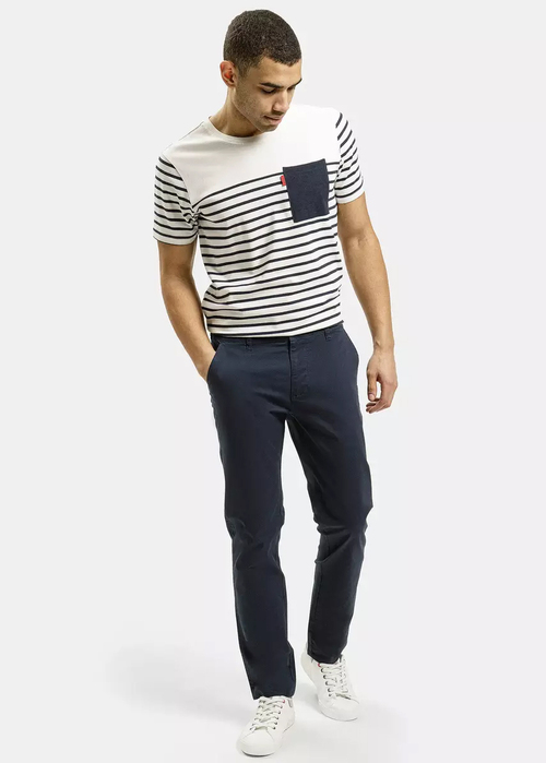 Meskie Spodnie Materialowe Cross Jeans Chino Navy 001 - F-194-298