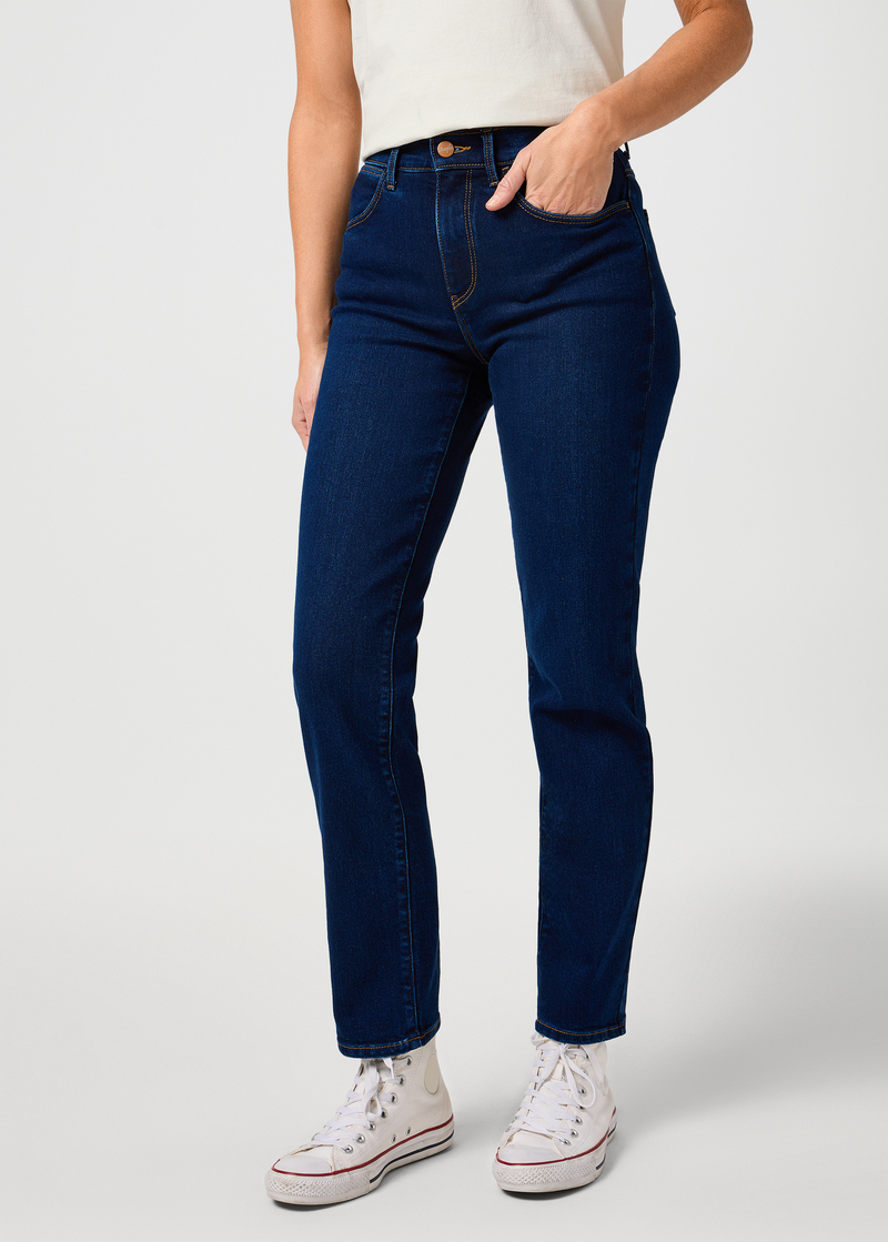 Damskie Spodnie Dzinsowe Wrangler Straight Classic Indigo - 112362356