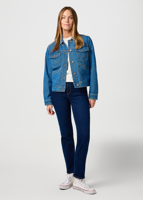 Damskie Spodnie Dzinsowe Wrangler Straight Classic Indigo - 112362356