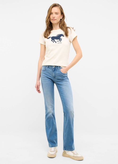 Damskie Spodnie Dzinsowe Mustang Style Shelby Slim Boot Denim Blue - 1016592-5000-412