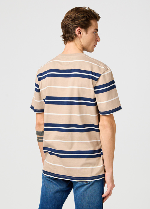 Mski T Shirt Wrangler Stripe Tee Timberwolf - 112362785