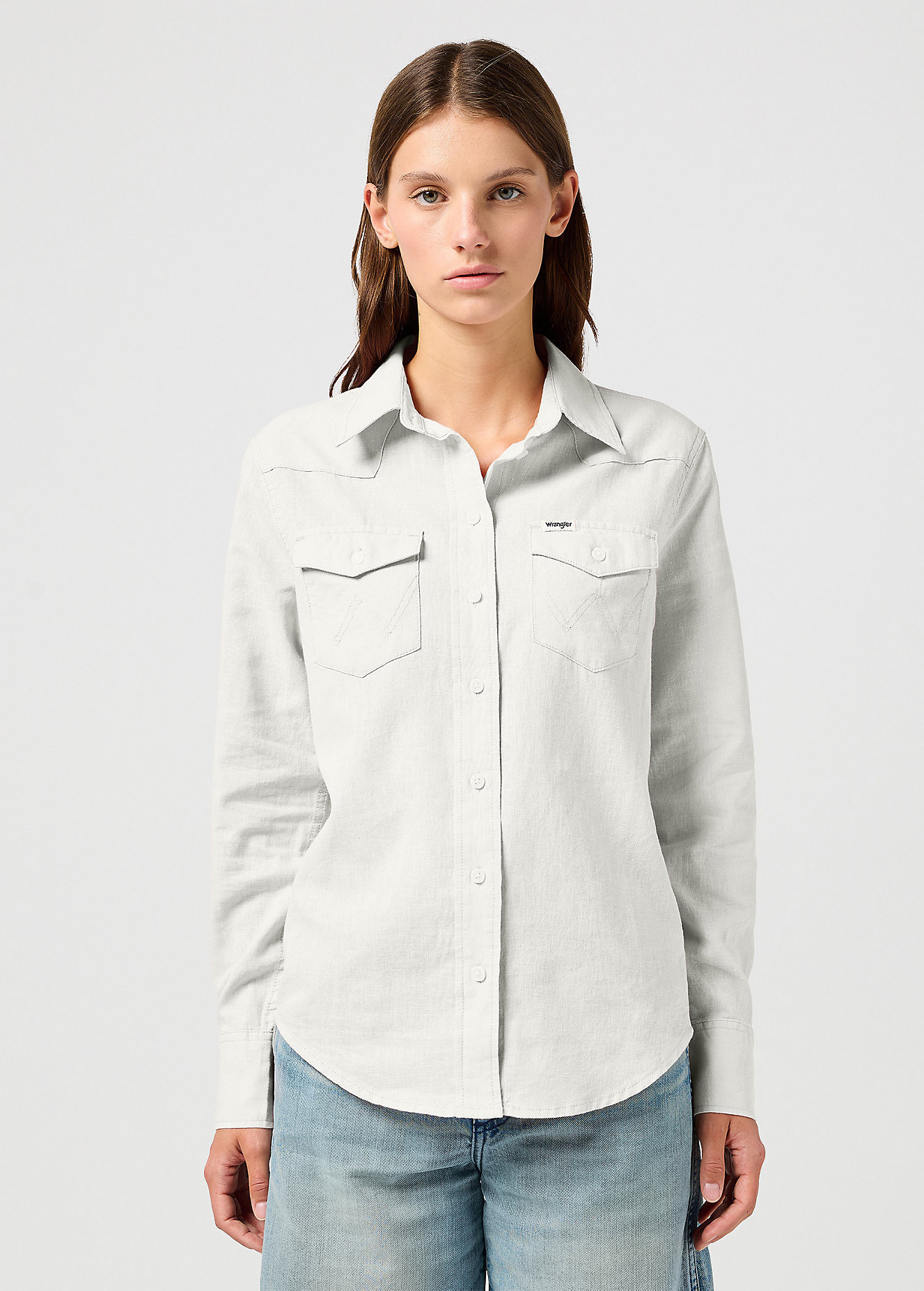 Damska Koszula Materialowa Wrangler Western Shirt Vintage White - 112368477