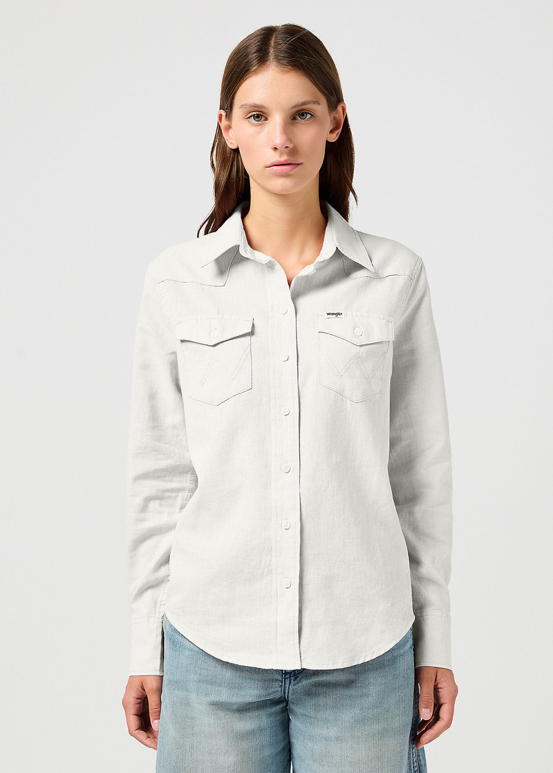 Damska Koszula Materialowa Wrangler Western Shirt Vintage White - 112368477