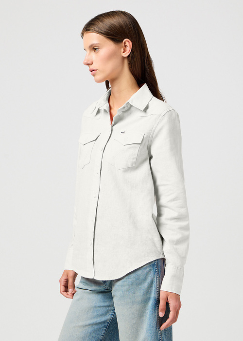 Damska Koszula Materialowa Wrangler Western Shirt Vintage White - 112368477