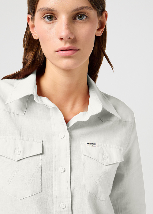 Damska Koszula Materialowa Wrangler Western Shirt Vintage White - 112368477