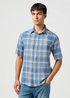 Meska Koszula Materialowe Wrangler Short Sleeve Shirt Blue Check - 112364054
