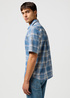 Meska Koszula Materialowe Wrangler Short Sleeve Shirt Blue Check - 112364054