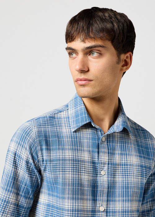 Wrangler Short Sleeve Shirt Blue Check - 112364054