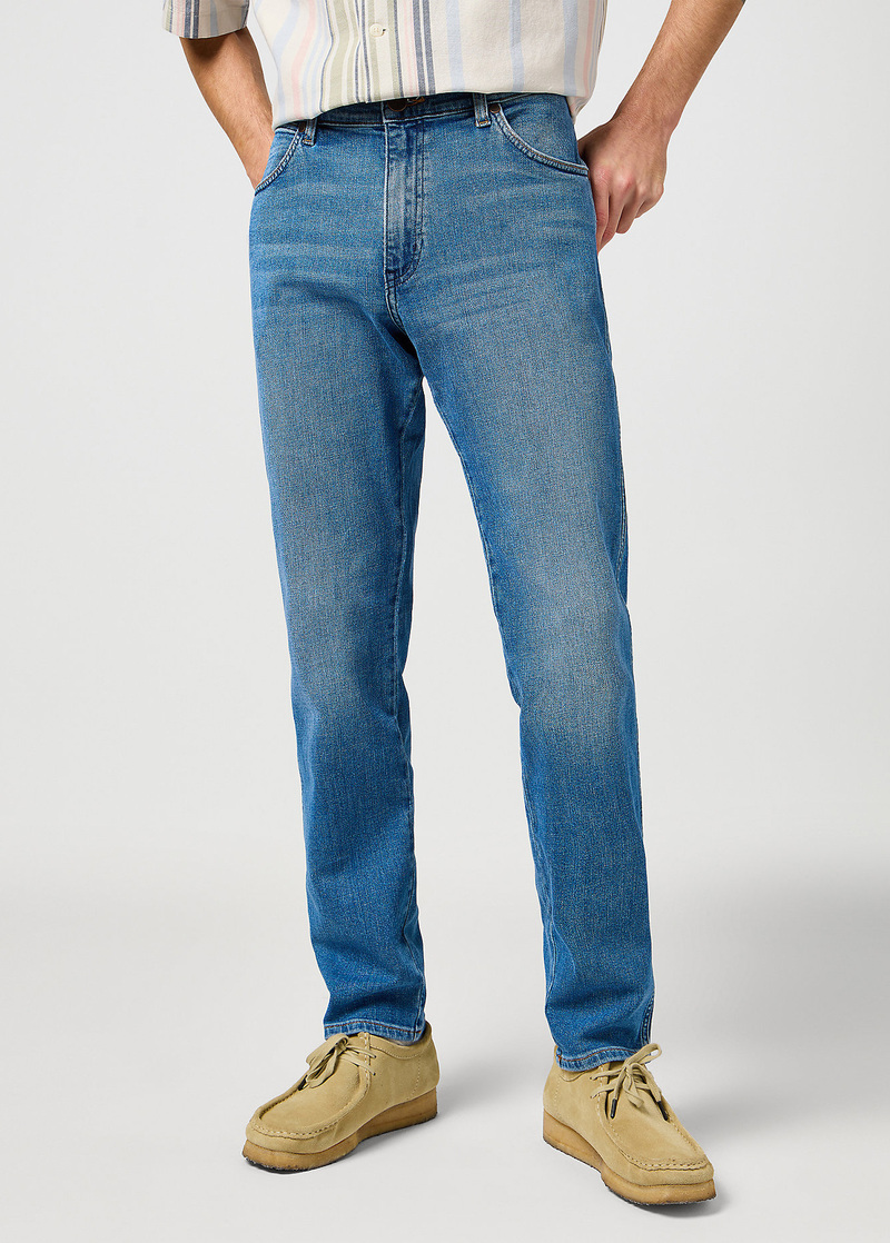 Meskie Spodnie Dzinsowe Wrangler River Bedazzled Blue - 112364424