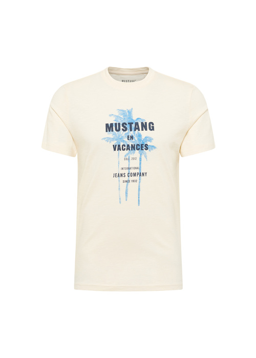 Meski T Shirt Mustang Austin Whisper White Print - 1016490-2013