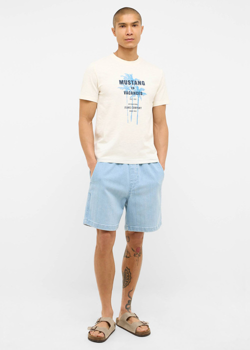 Meski T Shirt Mustang Austin Whisper White Print - 1016490-2013
