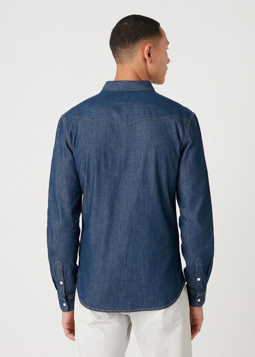 Meska Koszula Dzinsowe Wrangler Long Sleeve Western Shirt Dark Stone - 112130116