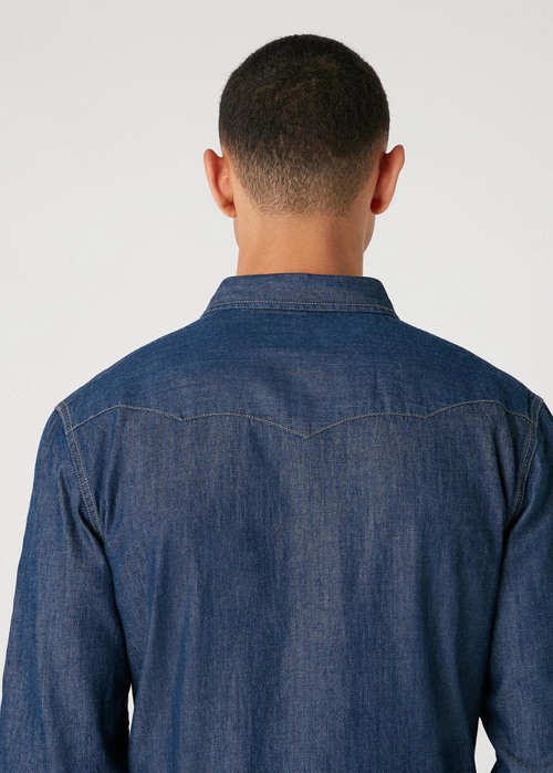 Meska Koszula Dzinsowe Wrangler Long Sleeve Western Shirt Dark Stone - 112130116