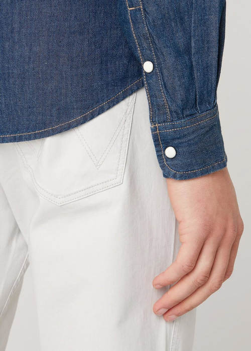 Meska Koszula Dzinsowe Wrangler Long Sleeve Western Shirt Dark Stone - 112130116